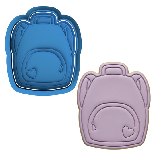 School Backpack Cookie Cutter and Embosser Stamp Set | Bag, Heart, Back to School