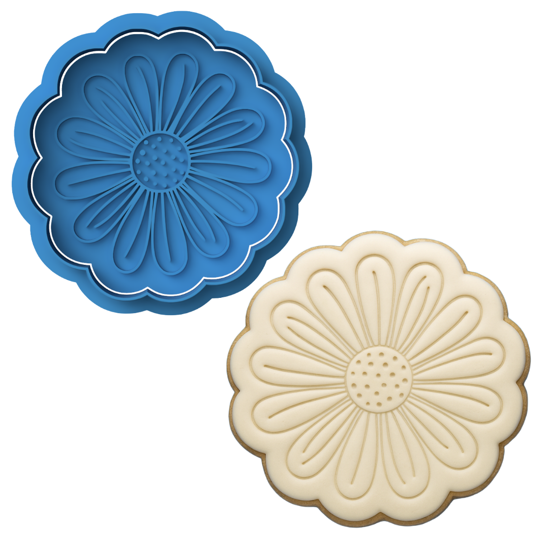 Daisy Flower Cookie Cutter & Embosser – Floral Cookie Design