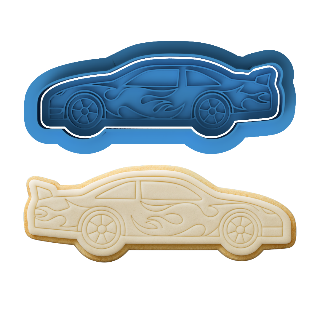 Race Car Cookie Cutter with Embosser – CookieCutterFactory