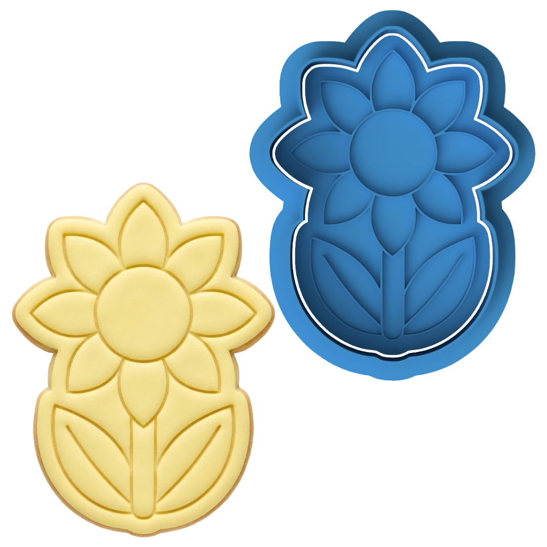 Tall Sunflower Cookie Cutter and Embosser Stamp | Summer Garden, Floral Bloom, Nature Treat
