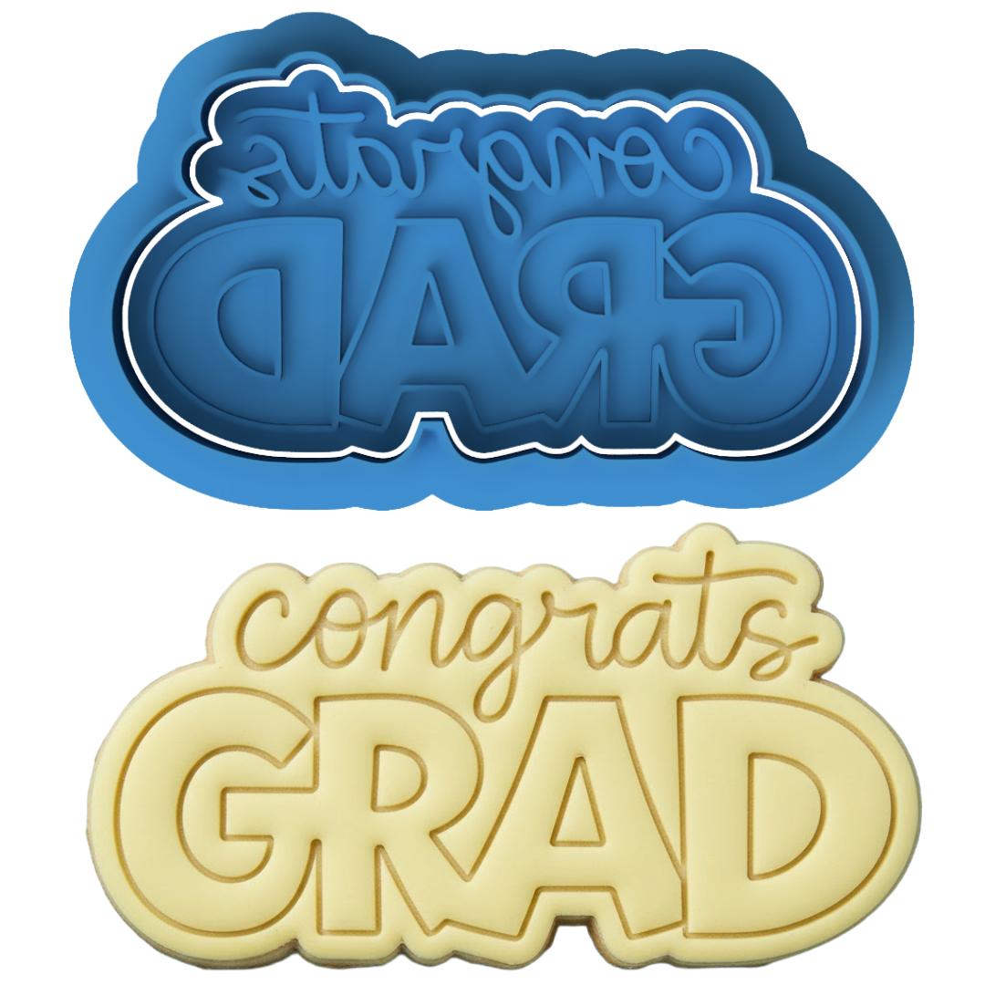 Congrats Grad Cookie Cutter and Embosser Stamp Set | Graduation Party, Plaque
