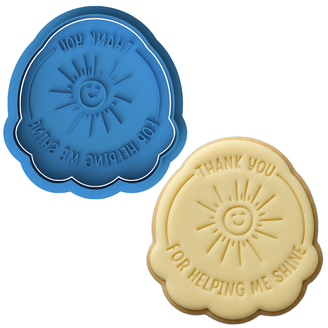 Thank You For Helping Me Shine" Cookie Cutter and Embosser | Sunshine Teacher Gift | Cute Thank You Cookie Stamp
