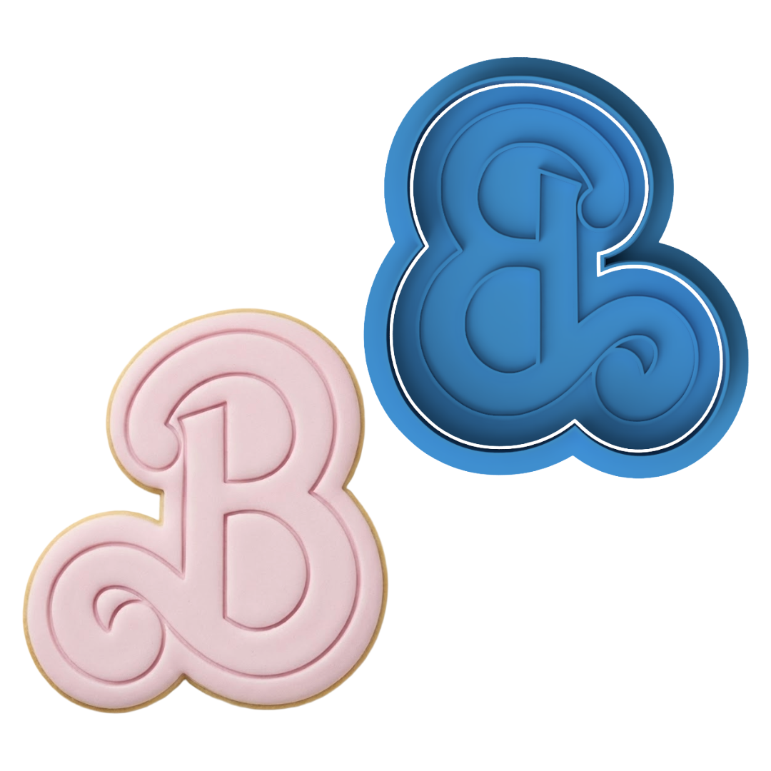 Barbie Style Letter B Cookie Cutter and Embosser Stamp | Fashion Doll Font, Pink Theme, Girls Birthday