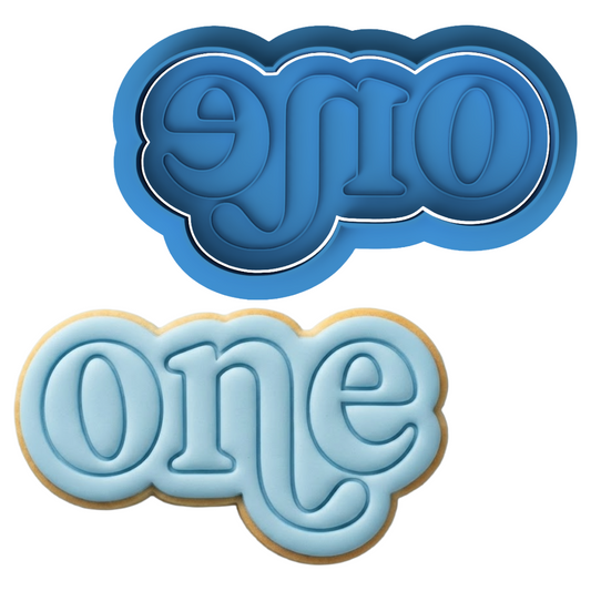 First Birthday "one" Plaque Cookie Cutter and Embosser Set | Milestone, Number One