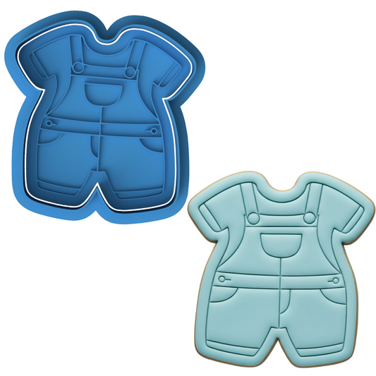 Baby Overalls Romper Cookie Cutter and Embosser Stamp Set | Baby Shower, First Birthday