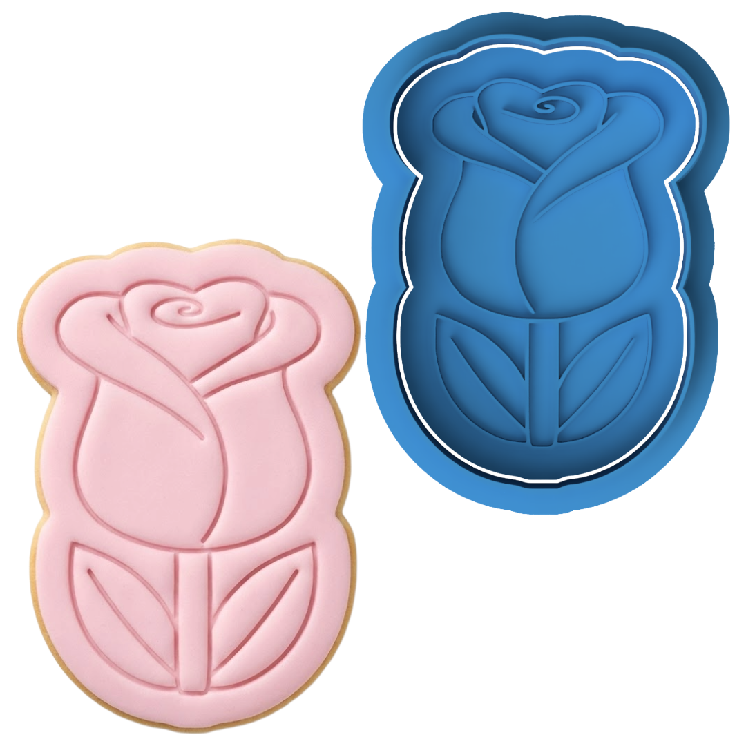 Elegant Rose Flower Cookie Cutter and Embosser Stamp | Romantic Valentine's Bloom, Spring Garden, Wedding