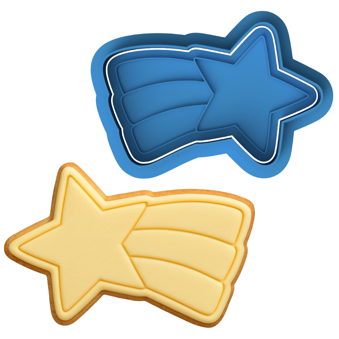 Shooting Star Cookie Cutter and Embosser Stamp Set | Comet, Twinkle, Space Birthday