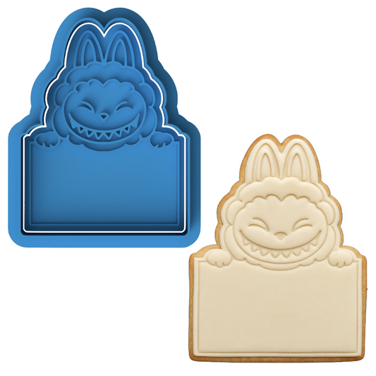 Labubu Nameplate Cookie Cutter & Embosser – Customizable Character Cookie Design