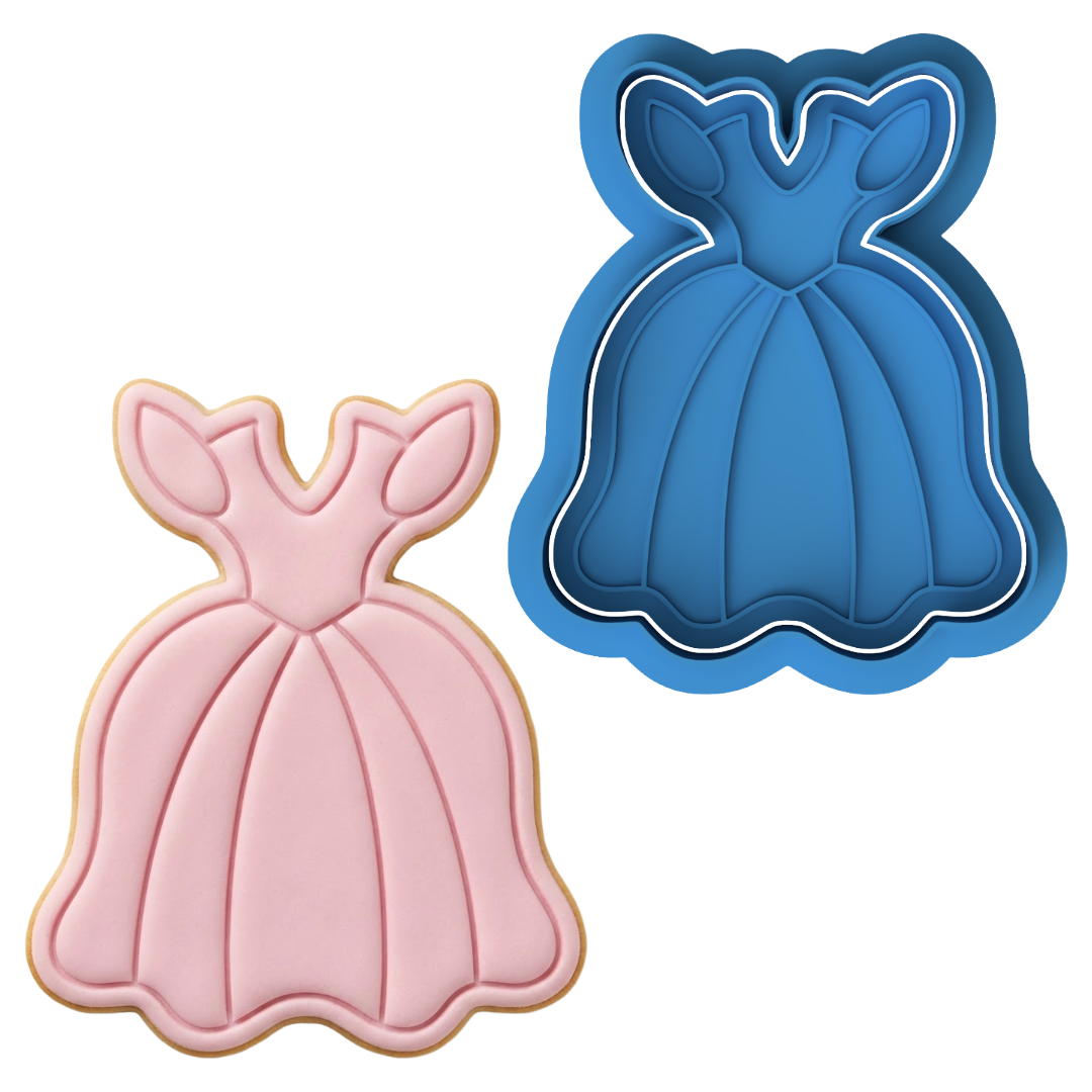 Princess Dress Ballgown Cookie Cutter and Embosser Stamp | Fairy Tale, Cinderella Costume, Fashion