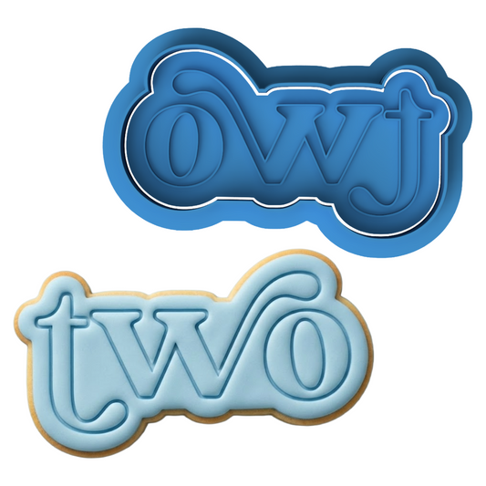 Second Birthday "two" Plaque Cookie Cutter and Embosser Set | Milestone, Number Two