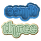 Third Birthday "three" Plaque Cookie Cutter and Embosser Set | Milestone, Number Three