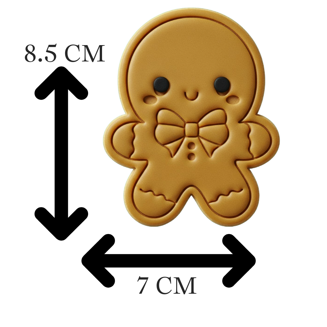 Kawaii Gingerbread Man Cookie Cutter and Embosser Stamp Cute Christmas Bowtie