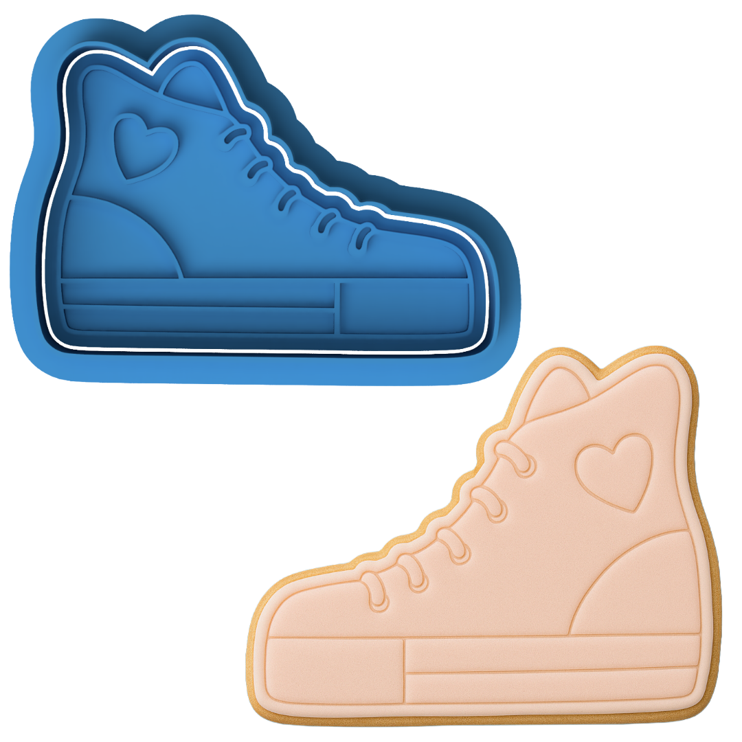 High Top Sneaker Cookie Cutter and Embosser Stamp Set | Shoe, Heart, Fashion