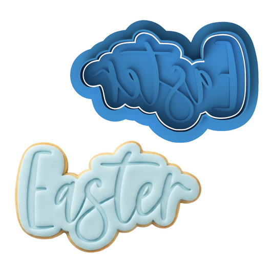 Easter Script Cookie Cutter and Embosser Stamp | Modern Calligraphy, Spring Holiday, Text Plaque