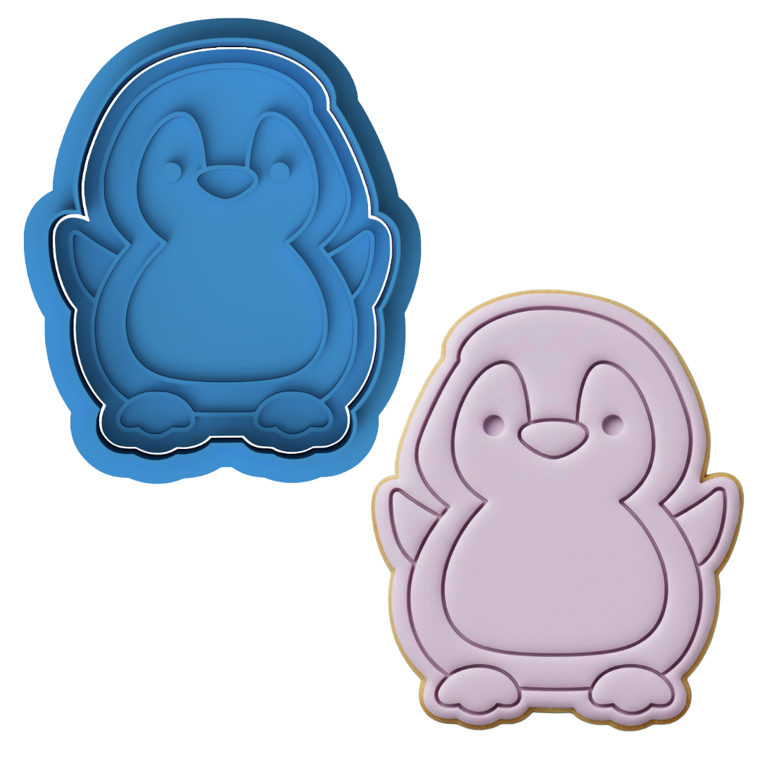 Cute Penguin Cookie Cutter and Embosser Stamp Set | Winter, Christmas, Kawaii