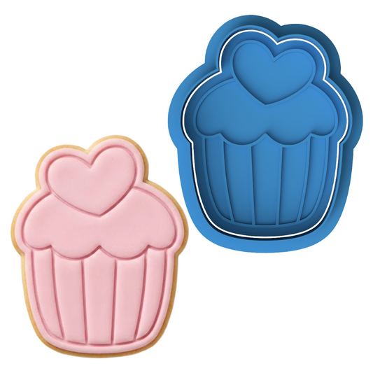 Cute Cupcake with Heart Cookie Cutter and Embosser Stamp | Valentine's Day, Sweet Treat