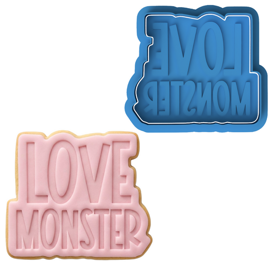Love Monster Text Plaque Cookie Cutter and Embosser Stamp | Funny Valentine, Kids Theme, Cute Phrase