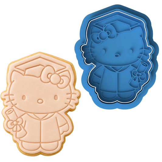 Hello Kitty Graduation Gown Cookie Cutter and Embosser Stamp Set | Sanrio, Grad Cap