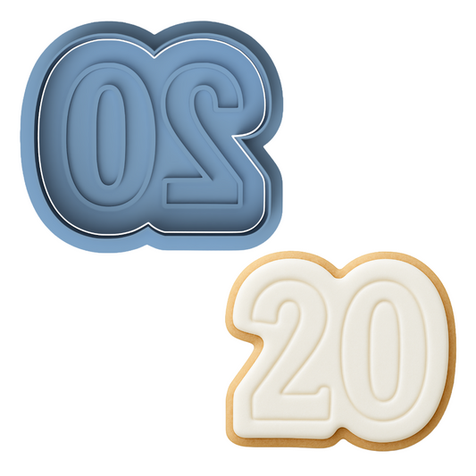 2-DIGIT Number 20 Cookie Cutter & Stamp
