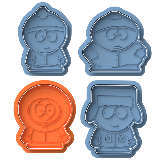South Park Character Cookie Cutter & Embosser Set – Cartman, Kenny, Kyle, Stan