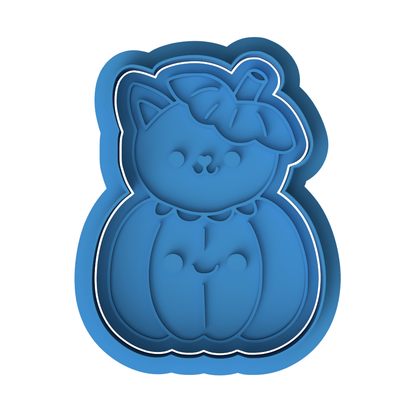 Cat in Pumpkin Cookie Cutter & Embosser Halloween Biscuit Stamp