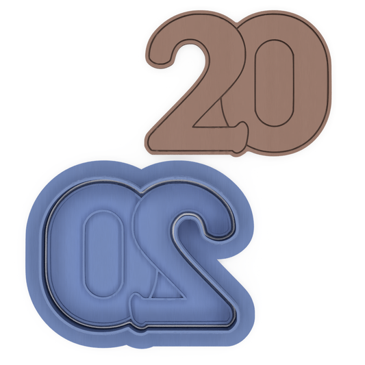 2-DIGIT Number 20 Cookie Cutter & Stamp