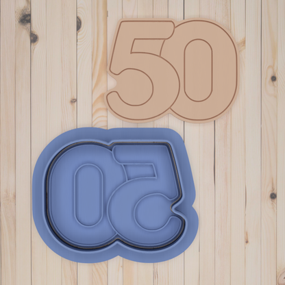 2-DIGIT Number 50 Cookie Cutter & Stamp