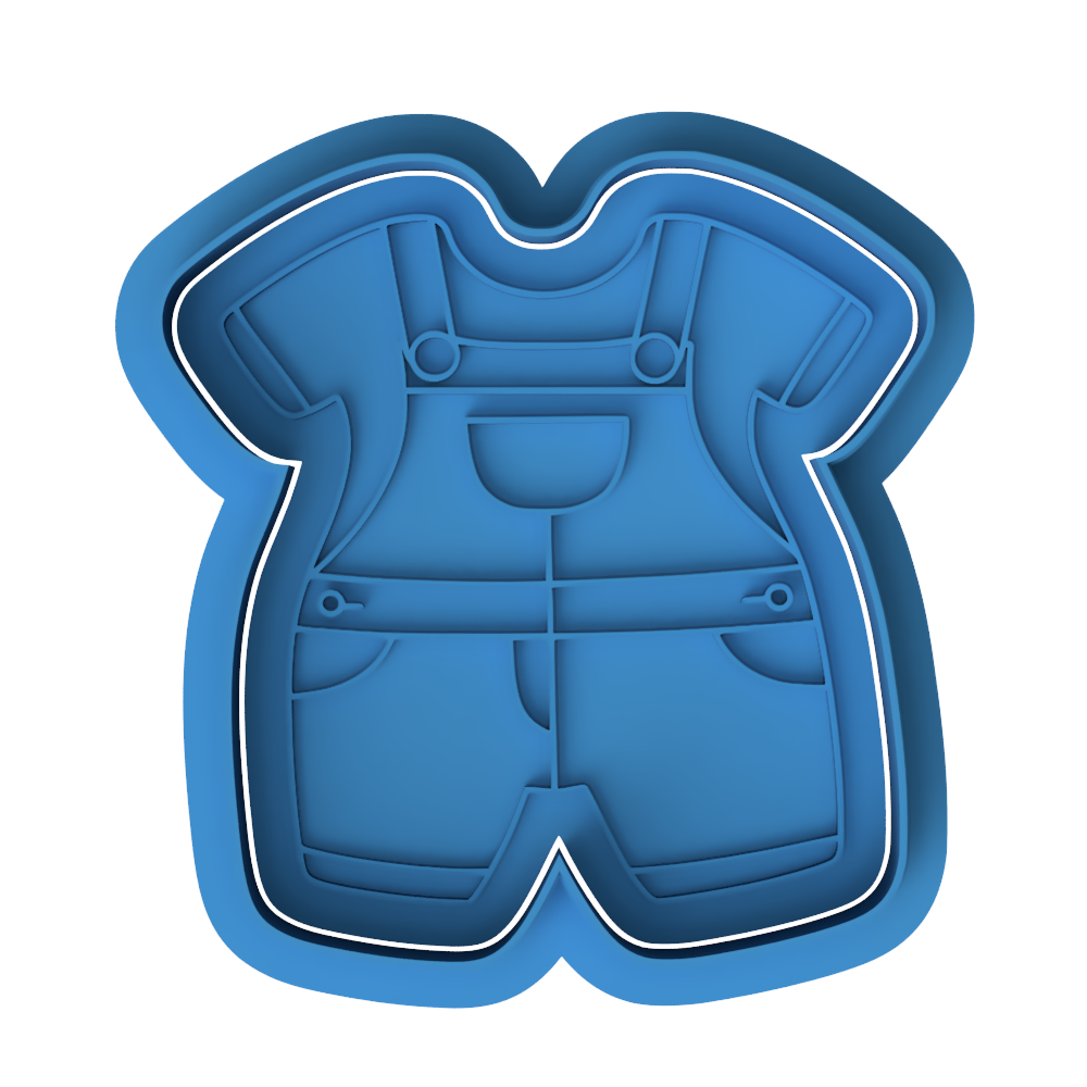 Baby Overalls Romper Cookie Cutter and Embosser Stamp Set | Baby Shower, First Birthday
