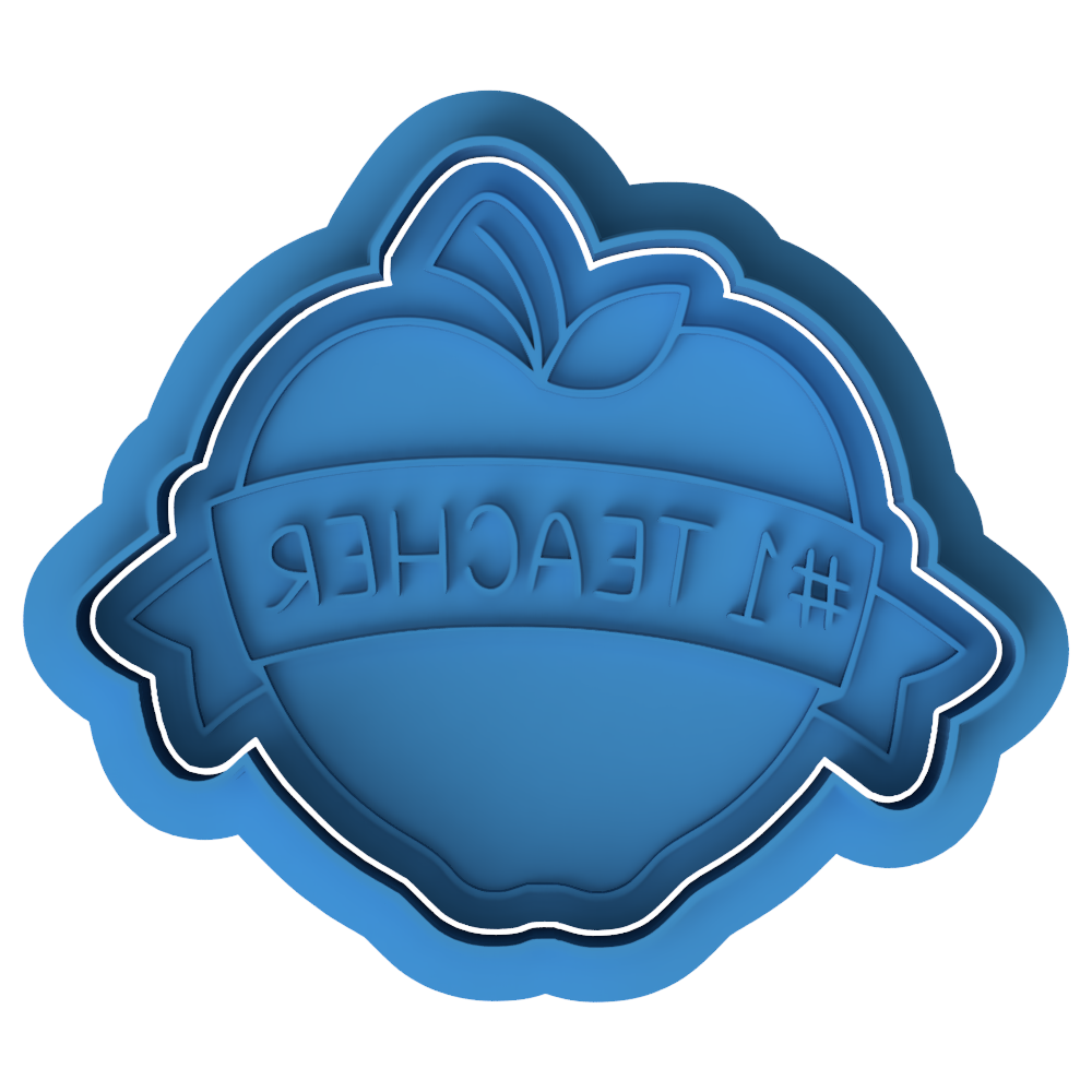 Number 1 Teacher Apple Cookie Cutter and Embosser Stamp Set | Thank You Gift