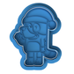 Waving Bluey Christmas Cookie Cutter and Embosser Stamp Set | Santa Hat, Holiday