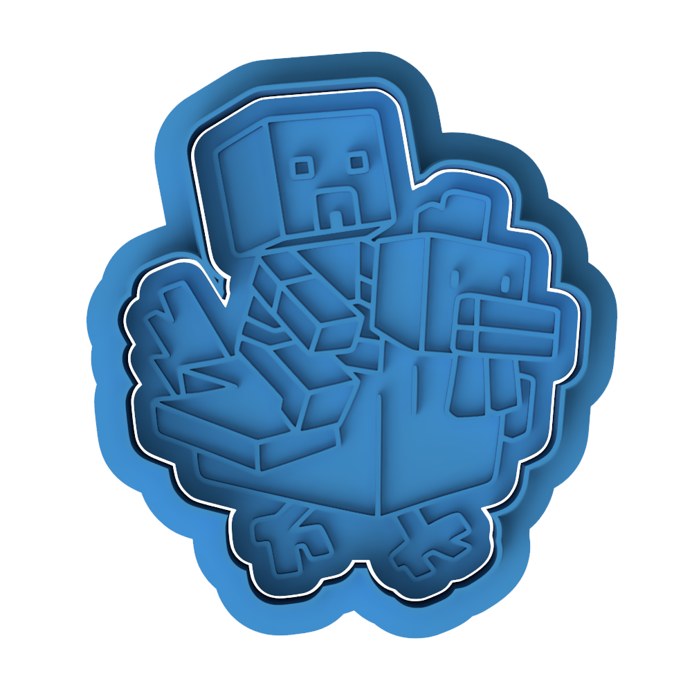 Minecraft Chicken Jockey Cookie Cutter and Embosser Stamp Set | Blocky Video Game