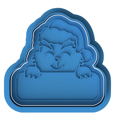 Christmas Grinch Holding Sign Cookie Cutter & Embosser