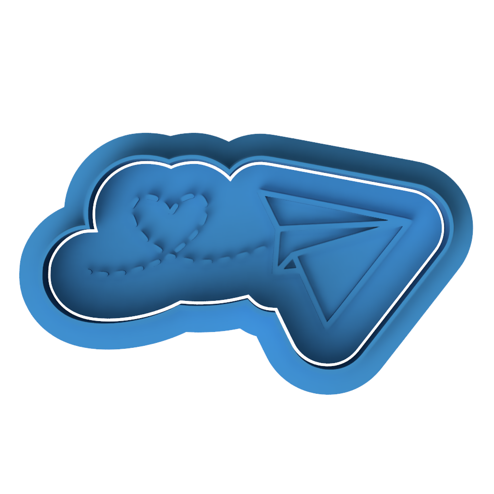 Paper Plane with Heart Trail Cookie Cutter & Embosser – Love Letter Cookie Design