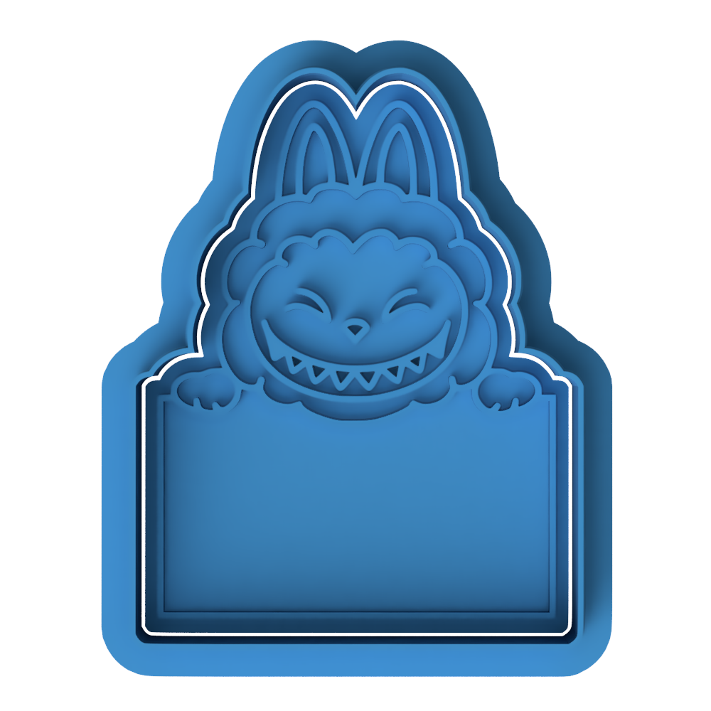 Labubu Nameplate Cookie Cutter & Embosser – Customizable Character Cookie Design
