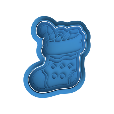 Christmas Stocking Cookie Cutter and Embosser Set | Stuffed Stocking Santa Gift Baking