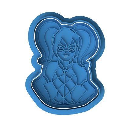 Comic Book Girl Cookie Cutter & Embosser Superhero Biscuit Stamp
