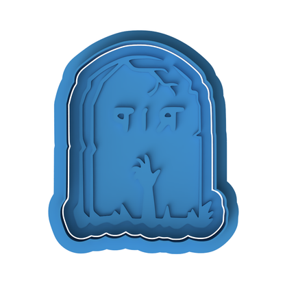 Zombie Hand Tombstone Cookie Cutter with Embosser – Halloween RIP Gravestone