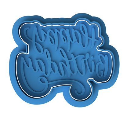 Happy Birthday Cookie Cutter with Embosser – Celebration Cookie Stamp