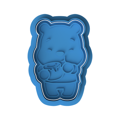 Pooh Style Bear with Honey Pot Cookie Cutter and Embosser Set – Classic Character Baking Tool