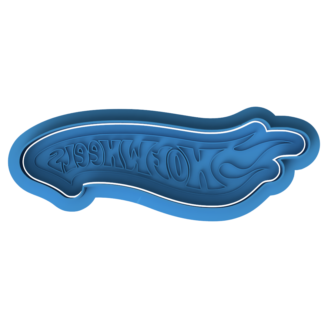 Hot Wheels Style Logo Cookie Cutter and Embosser Set – Race Car Birthday Baking Tool