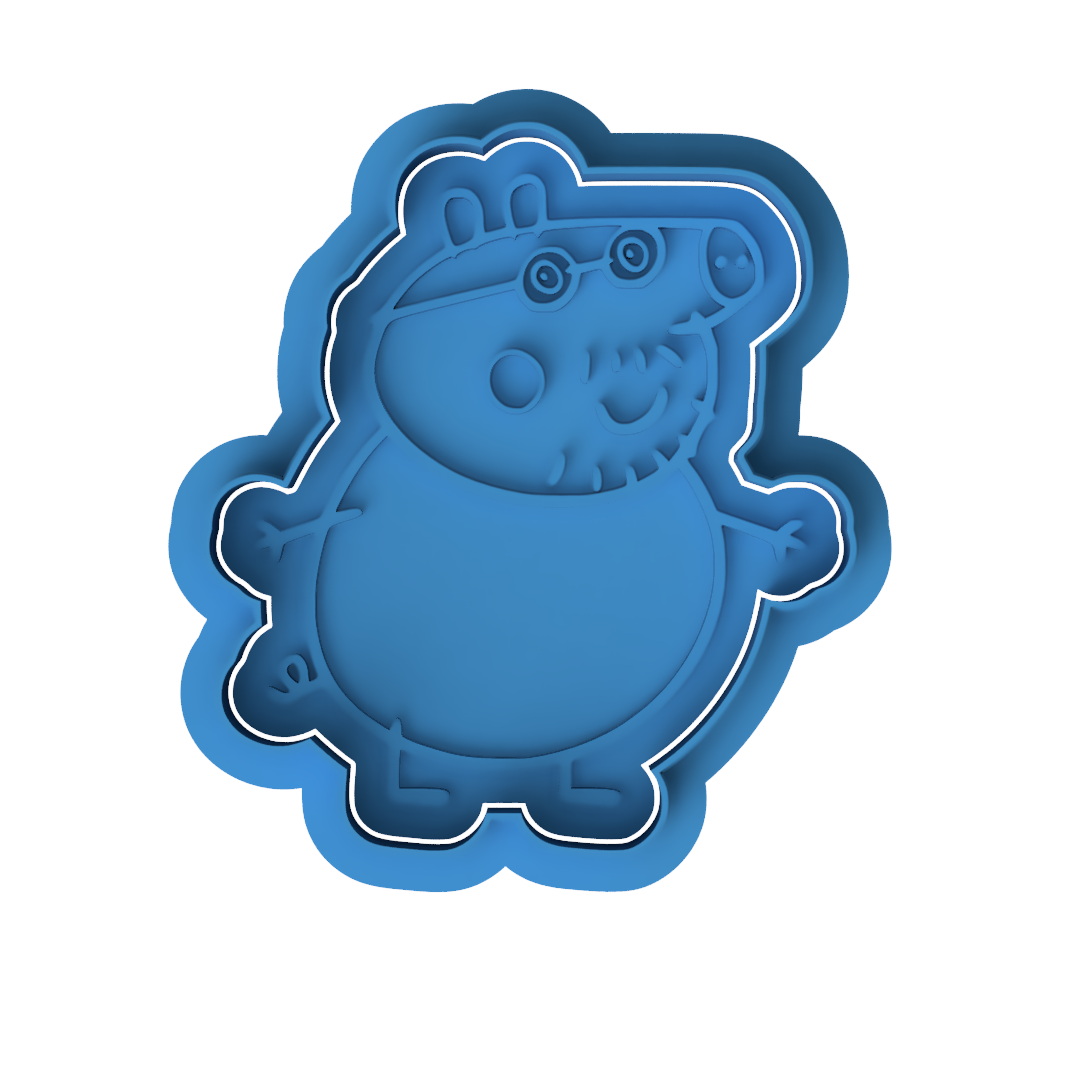 Jolly Pig Father Cookie Cutter and Embosser Set – Cartoon Family Baking Tool