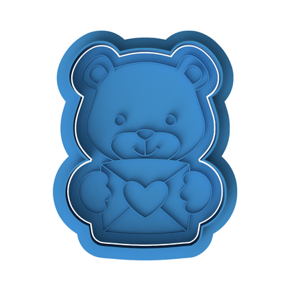Teddy Bear Holding Love Letter Cookie Cutter and Embosser Stamp | Valentine's Day, Sending Love, Cute Bear