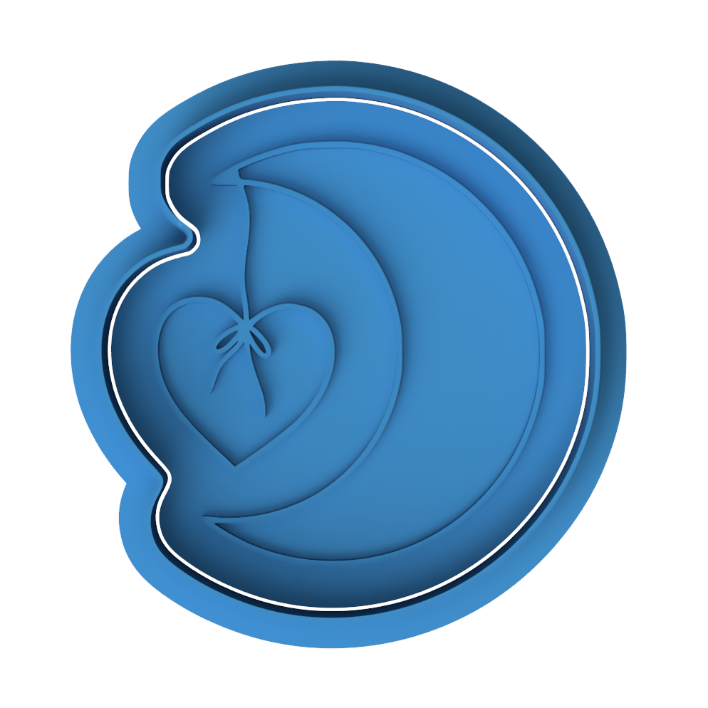 Crescent Moon with Hanging Heart Cookie Cutter and Embosser Stamp | Love You To The Moon, Baby Shower, Nursery Theme