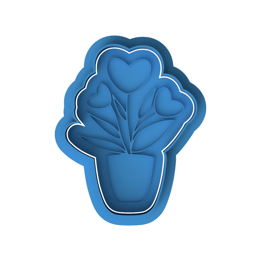 Heart Flower Pot Cookie Cutter and Embosser Stamp | Love Grows Here, Valentine's Day, Gardening Theme