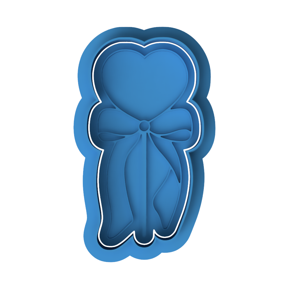 Heart Lollipop with Ribbon Bow Cookie Cutter and Embosser Stamp | Valentine's Candy, Sucker, Sweet Treat