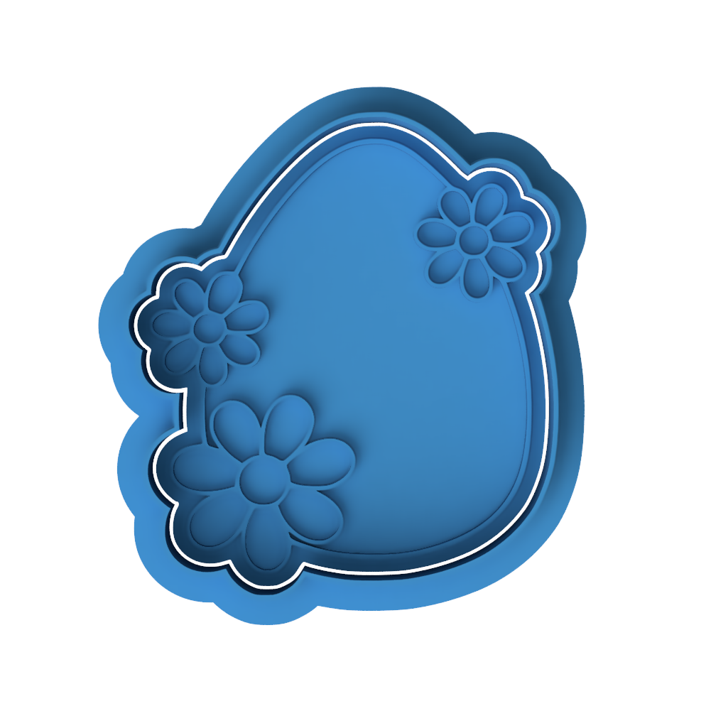 Floral Easter Egg Cookie Cutter and Embosser Stamp | Spring Flower Border, Daisy, DIY Name Plaque