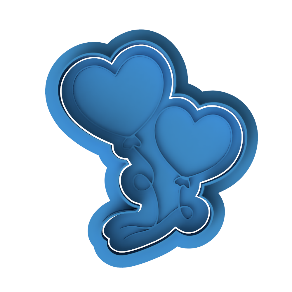 Double Heart Balloons Cookie Cutter and Embosser Stamp | Floating Love Hearts, Valentine's Day, Birthday Party