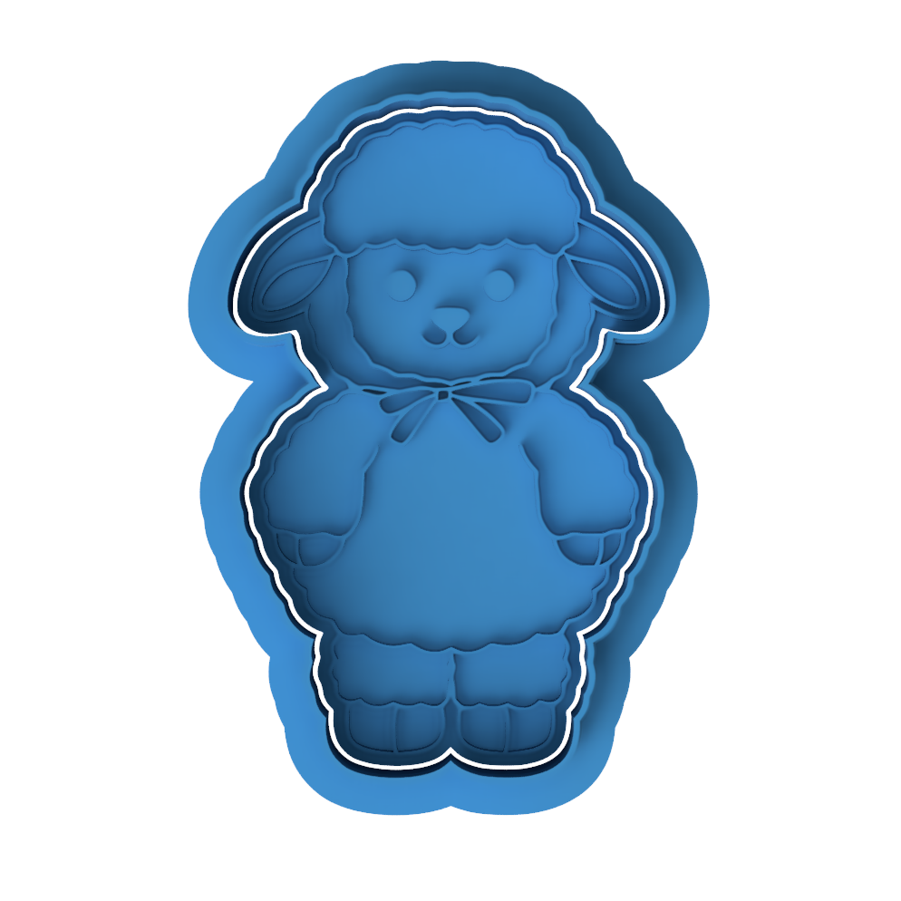 Cute Lamb with Bow Tie Cookie Cutter and Embosser Stamp | Easter Sheep, Farm Animal, Baby Shower