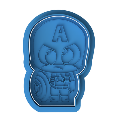 Cute Captain America Cookie Cutter and Embosser Stamp | Superhero, Avengers Party, Kids Birthday Treat