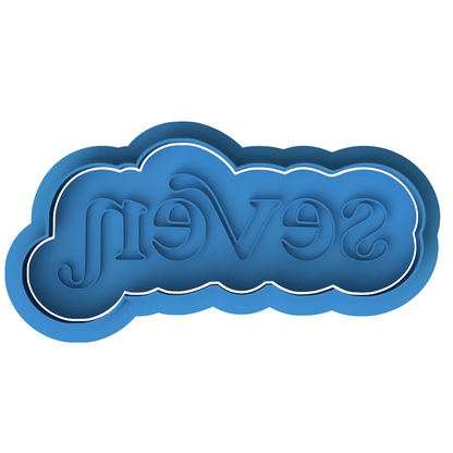 Retro Word Seven Cookie Cutter and Embosser | 7th Birthday Party Decorating Tool